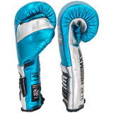 Guantes Danger MX Cuero de Cordón Celeste Plateado